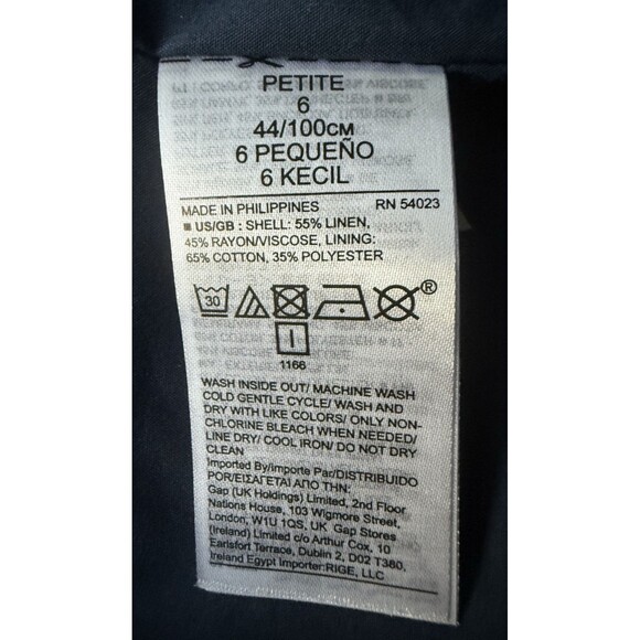 Banana Republic Linen Double Breasted Two Buttons Blazer Women Size 6 P Blue - Picture 10 of 11